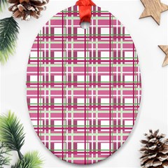 Pink plaid pattern Oval Ornament (Two Sides) from ArtsNow.com Front