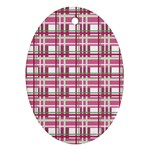 Pink plaid pattern Oval Ornament (Two Sides)