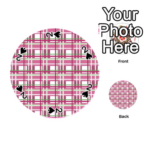 Pink plaid pattern Playing Cards 54 (Round)  from ArtsNow.com Front - Spade2
