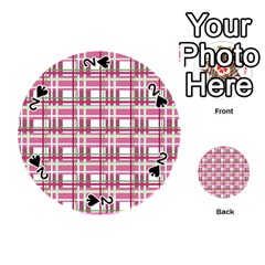 Pink plaid pattern Playing Cards 54 (Round)  from ArtsNow.com Front - Spade2