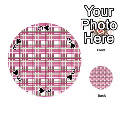 Pink plaid pattern Playing Cards 54 (Round)  from ArtsNow.com Front - Spade3