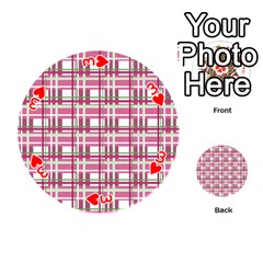 Pink plaid pattern Playing Cards 54 (Round)  from ArtsNow.com Front - Heart3