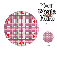 Pink plaid pattern Playing Cards 54 (Round)  from ArtsNow.com Front - Heart8