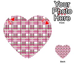 Pink plaid pattern Playing Cards 54 (Heart)  from ArtsNow.com Front - Heart2
