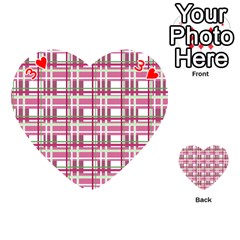 Pink plaid pattern Playing Cards 54 (Heart)  from ArtsNow.com Front - Heart3