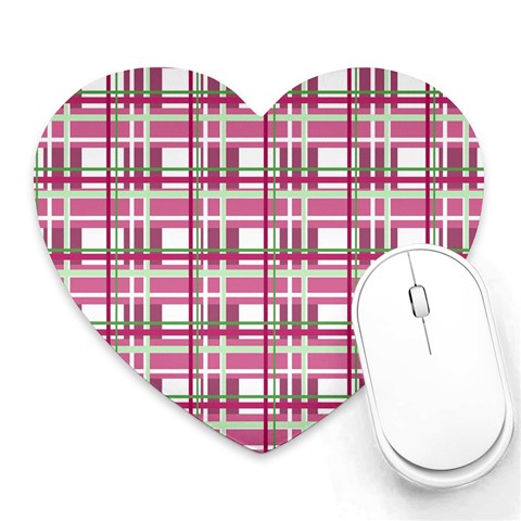 Pink plaid pattern Heart Mousepads from ArtsNow.com Front