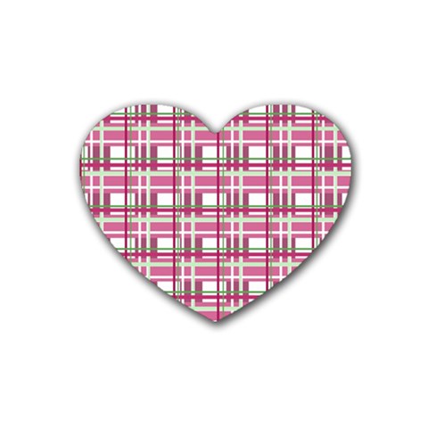 Pink plaid pattern Heart Coaster (4 pack)  from ArtsNow.com Front