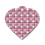 Pink plaid pattern Dog Tag Heart (One Side)