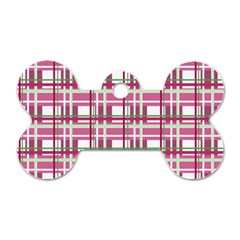 Pink plaid pattern Dog Tag Bone (Two Sides) from ArtsNow.com Front