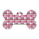 Pink plaid pattern Dog Tag Bone (Two Sides)