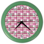 Pink plaid pattern Color Wall Clocks