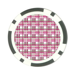 Pink plaid pattern Poker Chip Card Guards from ArtsNow.com Front