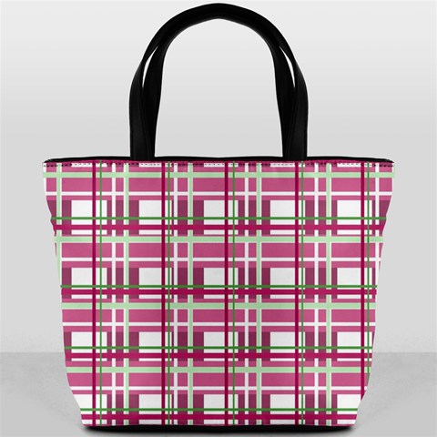Pink plaid pattern Bucket Bags from ArtsNow.com Front