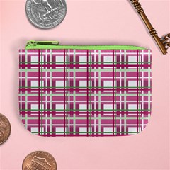 Pink plaid pattern Mini Coin Purses from ArtsNow.com Front