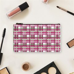 Pink plaid pattern Cosmetic Bag (Small)  from ArtsNow.com Front