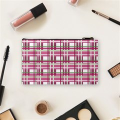 Pink plaid pattern Cosmetic Bag (Small)  from ArtsNow.com Back