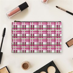 Pink plaid pattern Cosmetic Bag (Medium)  from ArtsNow.com Front