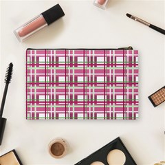 Pink plaid pattern Cosmetic Bag (Medium)  from ArtsNow.com Back