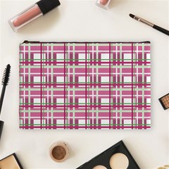 Pink plaid pattern Cosmetic Bag (Large)  from ArtsNow.com Front