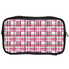 Pink plaid pattern Toiletries Bags 2 Front