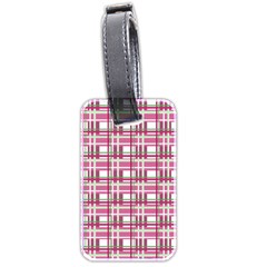 Pink plaid pattern Luggage Tags (Two Sides) from ArtsNow.com Front