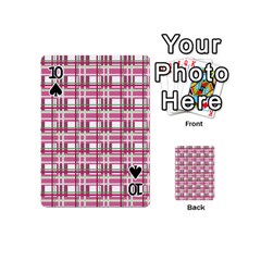 Pink plaid pattern Playing Cards 54 (Mini)  from ArtsNow.com Front - Spade10
