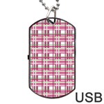 Pink plaid pattern Dog Tag USB Flash (One Side)