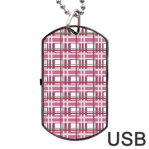 Pink plaid pattern Dog Tag USB Flash (Two Sides)  from ArtsNow.com Front