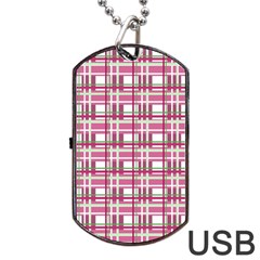 Pink plaid pattern Dog Tag USB Flash (Two Sides)  from ArtsNow.com Back