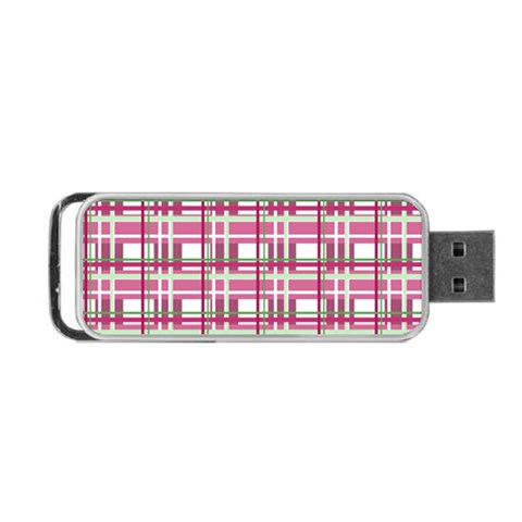 Pink plaid pattern Portable USB Flash (One Side) from ArtsNow.com Front