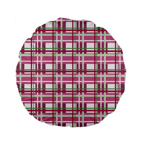 Pink plaid pattern Standard 15  Premium Round Cushions from ArtsNow.com Front
