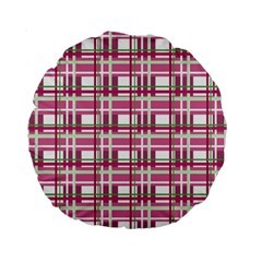 Pink plaid pattern Standard 15  Premium Round Cushions from ArtsNow.com Front