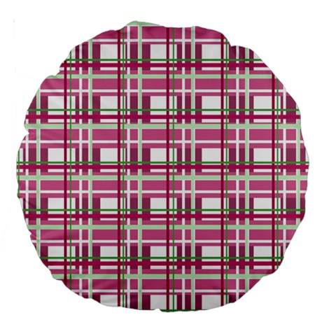 Pink plaid pattern Large 18  Premium Round Cushions from ArtsNow.com Front