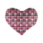 Pink plaid pattern Standard 16  Premium Heart Shape Cushions