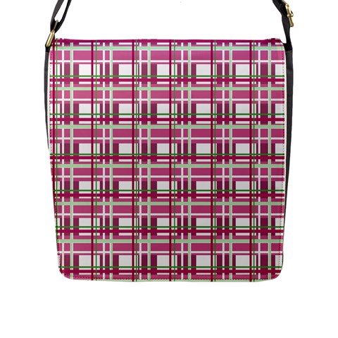 Pink plaid pattern Flap Messenger Bag (L)  from ArtsNow.com Front