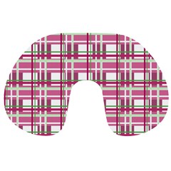 Pink plaid pattern Travel Neck Pillows from ArtsNow.com Front