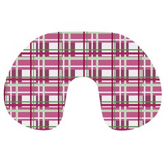 Pink plaid pattern Travel Neck Pillows from ArtsNow.com Back