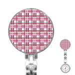 Pink plaid pattern Stainless Steel Nurses Watch