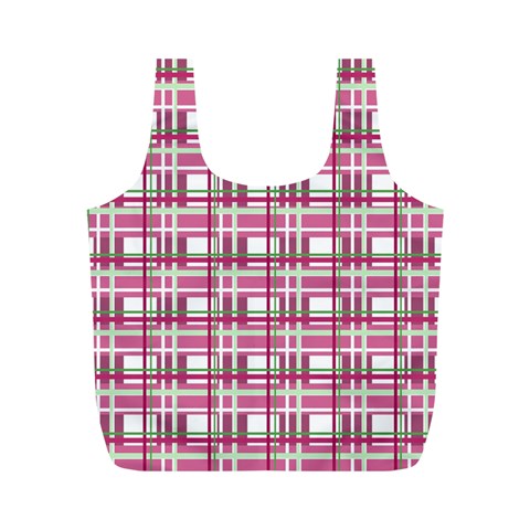 Pink plaid pattern Full Print Recycle Bags (M)  from ArtsNow.com Front