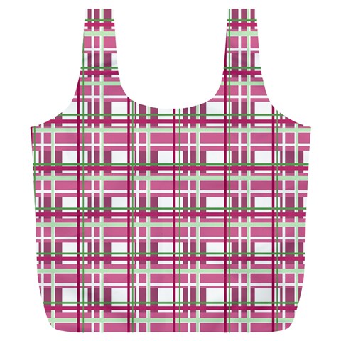 Pink plaid pattern Full Print Recycle Bags (L)  from ArtsNow.com Front