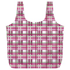 Pink plaid pattern Full Print Recycle Bags (L)  from ArtsNow.com Front