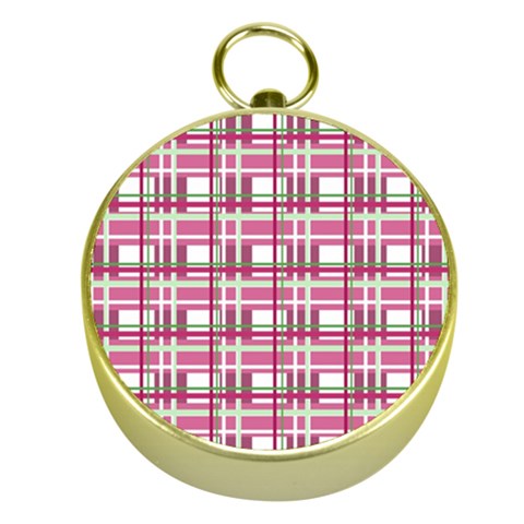 Pink plaid pattern Gold Compasses from ArtsNow.com Front