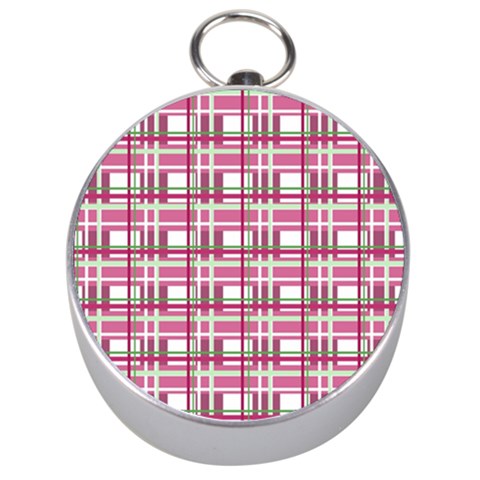 Pink plaid pattern Silver Compasses from ArtsNow.com Front