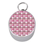 Pink plaid pattern Mini Silver Compasses