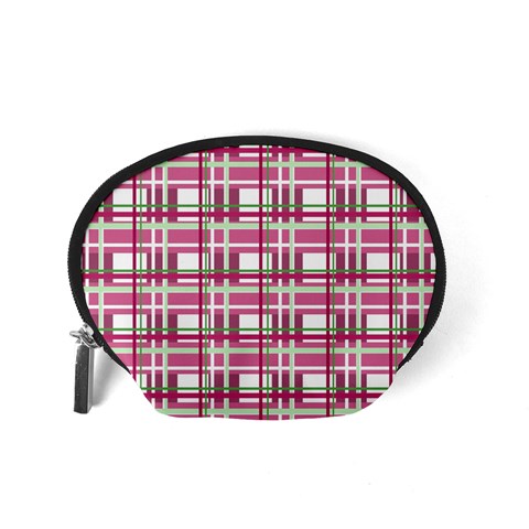Pink plaid pattern Accessory Pouches (Small)  from ArtsNow.com Back