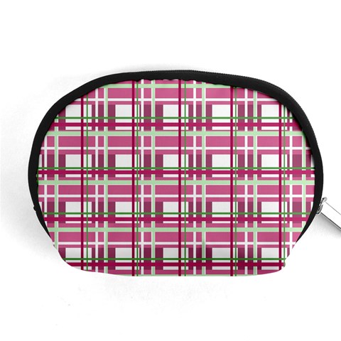 Pink plaid pattern Accessory Pouches (Medium)  from ArtsNow.com Front