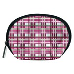 Pink plaid pattern Accessory Pouches (Medium) 