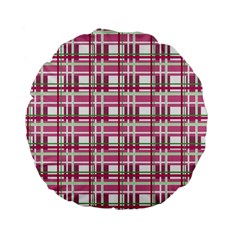 Pink plaid pattern Standard 15  Premium Flano Round Cushions from ArtsNow.com Front