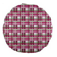 Pink plaid pattern Large 18  Premium Flano Round Cushions from ArtsNow.com Front