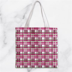 Pink plaid pattern Zipper Grocery Tote Bag from ArtsNow.com Back